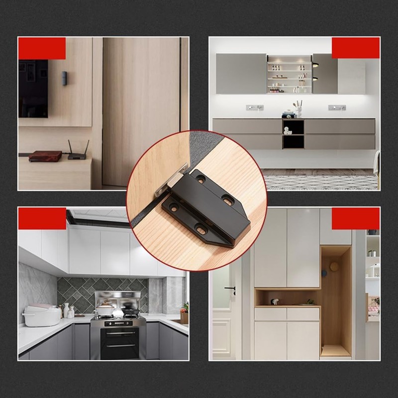 Namvo 4 Pack Push To Open Door Catches Magnetic，Black Cupboard