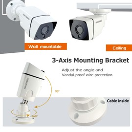 HIKJBSET 5MP Security Camera System with Motion Detection, 4CH 5IN1 AHD TVI CVI Analog Video DVR Recorder w/4 HD 1920TVL 1080P Indoor Outdoor Weatherproof CCTV Camera, Remote Access,1TB Hard Drive