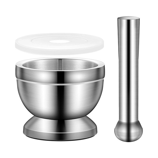 Mortar with Pestle - Stainless Steel Mortar & Pestle Set