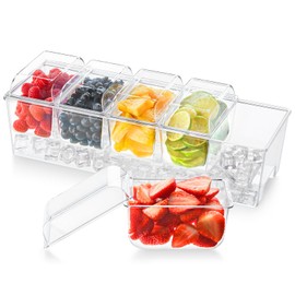 Lifewit, Soporte Refrigerado para Tacos y Bar, Bandeja con Compartimentos, Tapas y Piezas Extraíbles, Ideal para Frutas, Ensaladas, Salsas en Hogar,  
