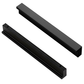 Qrity L 90° Kitchen Cupboard Door Handle Pull Knobs Chest of Drawers Drawer Handle Sets Furniture Handle Black Aluminium Solid Hole Spacing 128 mm Set of 2