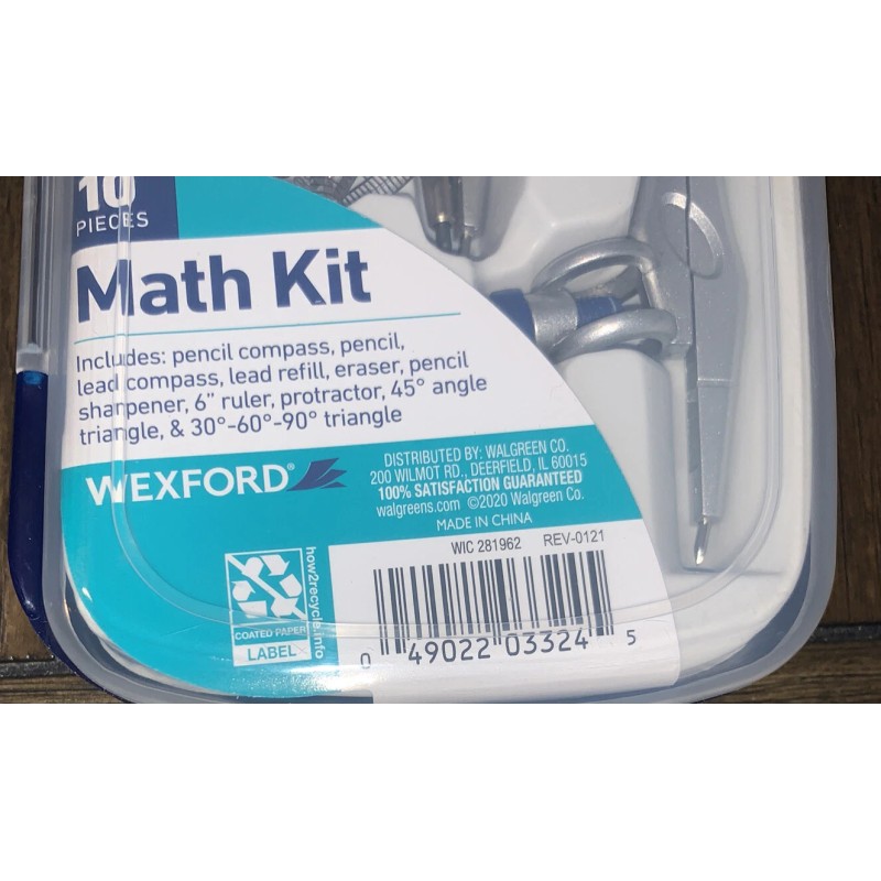 Wexford 10 Pcs Math Geometry Kit Set Compass Precision Tool