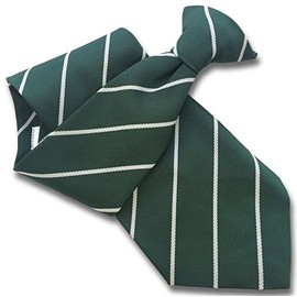 Men's Bottle Green with Slim White Stripe Striped Clip On Tie