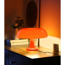 Anykonio Orange Mushroom Lamp, Mid Century Modern Table Lamp for Bedroom, Minimalist Mushroom Decor Bedside Small Lamps, 2700K(Bulb Included, Plug Powered)