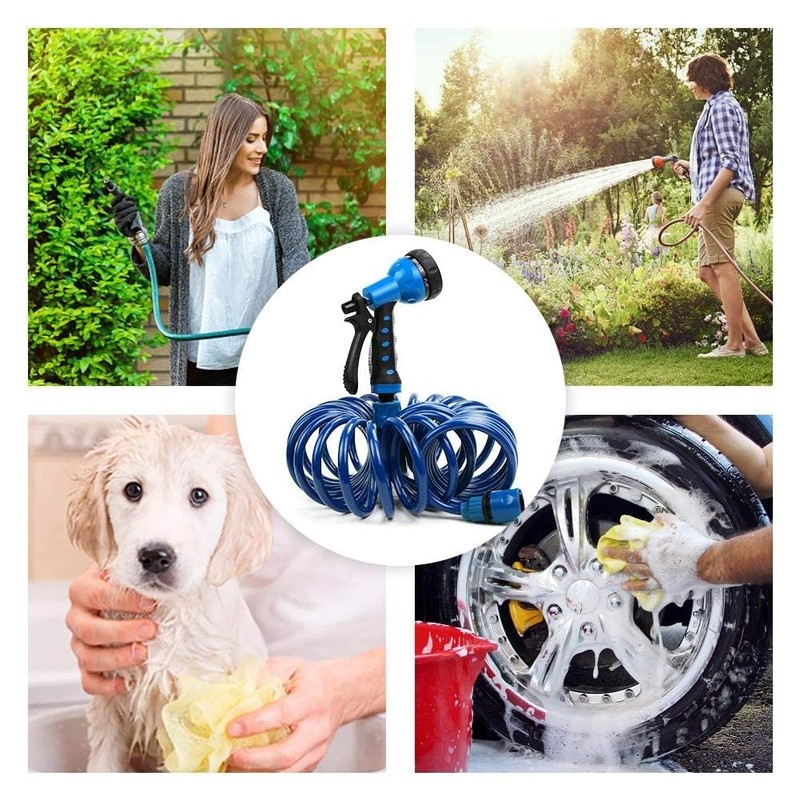 PiscatorZone EVA Recoil Garden Hose 25ft - Includes 7 Pattern