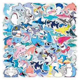 Generic 50Pcs Cool Waterproof Shark Stickers for Kids, Vinyl Decals for Bikes, Water Bottle, Laptop, Computer, Luggage, Skateboard (Shark001)