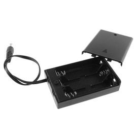 DGZZI Soporte de batería AA de 3 x 1,5 V 4,5 V AA con conector macho CC de 5,5 x 2,1 mm, interruptor de encendido/apagado y funda de almacenamiento de batería