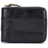 BULLCAPTAIN Genuine Leather Men Zipper Wallet Bifold RFID Blocking Wallet