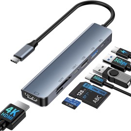 Upgrade 4K@60Hz 7-in-1 USB C Hub Docking Station - 4K HDMI, SD TF Card Reader, 100W PD, USB A 3.0/2.0 Ports - Dual Monitor Docking Station for Laptop