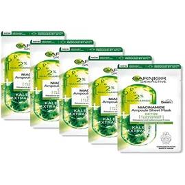 Garnier Ampoule Detox Cleansing Mask for Combination and Oily Skin, Black Coal Extract and Niacinamide, Pack of 5
