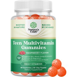 Teen Multivitamin Gummies 12-17 - Teen Girls & Boys Vitamins for Better Skin, Immunity, Mood & Energy Support - Growth Youth Supplements with Zinc, Magnesium, Vitamin A & C - 60 Count Pack