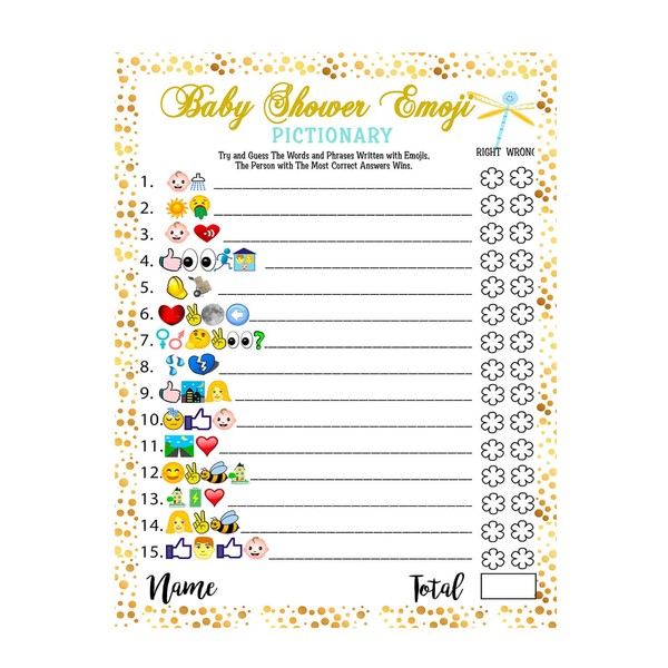 Baby Shower Games - 40 Cards Emoji Pictionary, Fun Guessing Game Girls Boys Babies Gender Neutral Ideas Shower Party, Prizes for Game Winners, Favorite Adults Games for Baby Shower Favors Activities