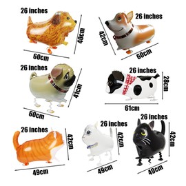 7Pcs Animal Balloons, Simulated Animal Aluminum Foil Balloons, Cat And Dog Walking Balloons, Air Walk Balloons, Farm Animal Balloons, Birthday And Farm Party Decorations