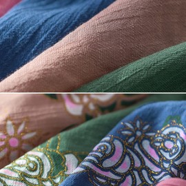 FindThy Women’s 2 Piece Linen Outfits Short Sleeve Floral Print Lounge Sets Crewneck Summer Suits(1781-02Khaki-S-LB)