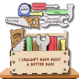 DIY Questionnaire, All About My Dad, Toolbox for Fathers Day, Gifts for Dads from Kids, Toddlers, & Babies, Birthday, Space Saver for Daddy, Men Mechanic, Construction, I Love My Dad Because Plaque