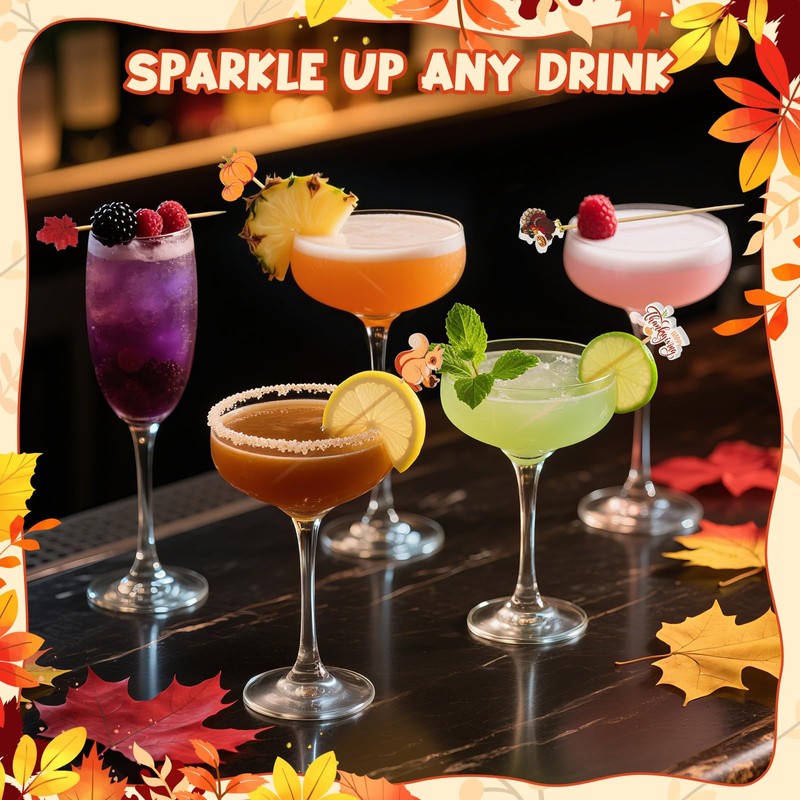 100 Fall Cocktail Picks, Thanksgiving Fancy Toothpicks for Appetizers Decor