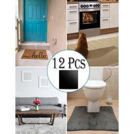 TOYPOPOR 12 Pack Rug Grippers 4'' x 4' Non Slip Square Rug Pads for Area Rugs Carpet Runners, On Hardwood Floors Wood Floors and Tiles, Keep Your Rug in Place, Make Corner Flat,Washable and Reusable