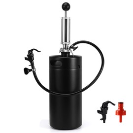 FERRODAY Stainless 128oz Mini Keg Hand Pump Beer Growler Beer Keg Draft Beer Dispenser Pressurized Growler for Beer Mini Keg Hand Pump Picnic Beer Faucet Keg Portable Mini Keg Beer Pump Beer Tap