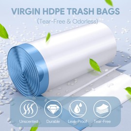 4 Gallon Small Trash Bags, Drawstring 4 Gallon Garbage Bags, Tear-Free Separated Unscented White Small Trash Bags Plastic Wastebasket Liners for Bathroom Toilet Home Office and Bedroom, 160 Count
