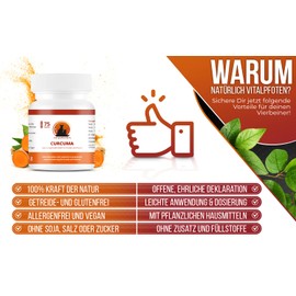 Vitalpfoten 3 x 75 Capsules Curcuma for Dogs and Cats Supplement with Curcumin and Piperine, Compatible Dosage, Made in Germany, Highest Purity and Quality