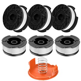 Trimmer Replacement Spool, Compatible with Black Decker AF-100 String Trimmers, 30ft 0.065" Strimmer Line for Black&Decker, Replacement Auto Feed Spool A6481 STC1820PC ST5530 (6 Spools+1 Cap+1 Spring)