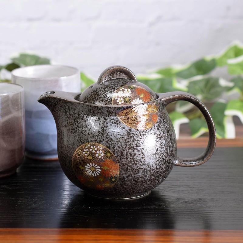 Teapot Stylish Kyuyaki Teapot Pot Leaf Pattern Ceramic Japanese Dinnerware