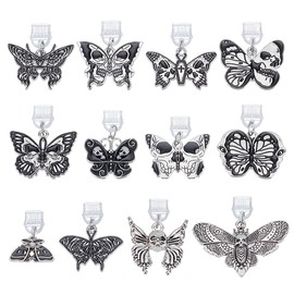 PLIGREAT 12 Pcs Type C Dust Plug Charm, Butterfly Mobile Anti Dust Plugs USB Charging Port Plugs Pendants Dustproof Plug with Alloy Butterfly for Most Type C Phone Kindle, Gothic Style