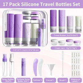 INSFIT Silicone Travel Bottles Set, 17 Pack Travel Size Toiletries, Leakproof Travel Bottles for Toiletries, Travel Accessories for Women, Airplane Travel Essentials, Travel Containers for Toiletries