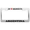 Product Express My Heart Belongs to Argentina License Plate Frame Car Truck Accessory Gift