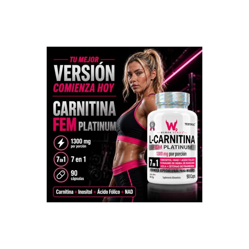 Testrol Women Series Carnitina Fem Platinum Inositol Suplemento Alimenticio Cápsulas