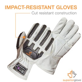 Superior Glove Goatskin Leather Work Gloves – Impact Resistant Vibration Dampening Cut Resistant Safety Work Gloves (Endura-378GKGVBE) Size Large