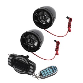 KIMISS Altavoces Bluetooth para motocicleta, sistema de sonido antirrobo e impermeable con control remoto de 16 botones, diseño resistente al clima, color negro (148 caracteres)