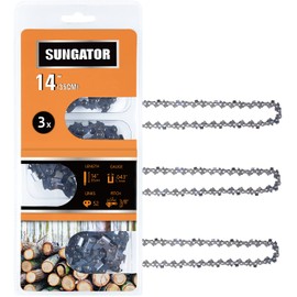 SUNGATOR 3-Pack 14 Inch Chainsaw Chain SG-R52, 3/8" LP Pitch - .043" Gauge - 52 Drive Links, Compatible with Echo, LYNXX and More