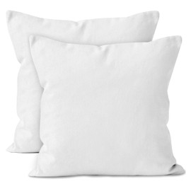 Encasa Cotton Throw Pillow Covers Set of 2 I 26x26 in (65x65 cm) - White I No Insert I Plain Square Pillowcases I Machine Washable | Indoor Use Only