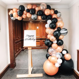 Black Rose Gold Balloons, 60Pcs 12 Inch Matte Black Pearly Metallic Rose Gold Party Balloons Set with Rose Gold Confetti Latex Balloons for Birthday Wedding Baby Shower Anniversary Decorations