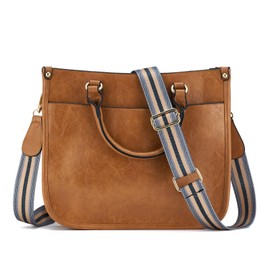 ZOOEASS Women Crossbody Bags Leather Shoulder Purse Hobo Handbag Zipped Pockets Bag with Adjustable Strap(handle-Brown)