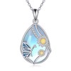 VONALA Butterfly Necklace for Women 925 Sterling Silver Daisy Moonstone