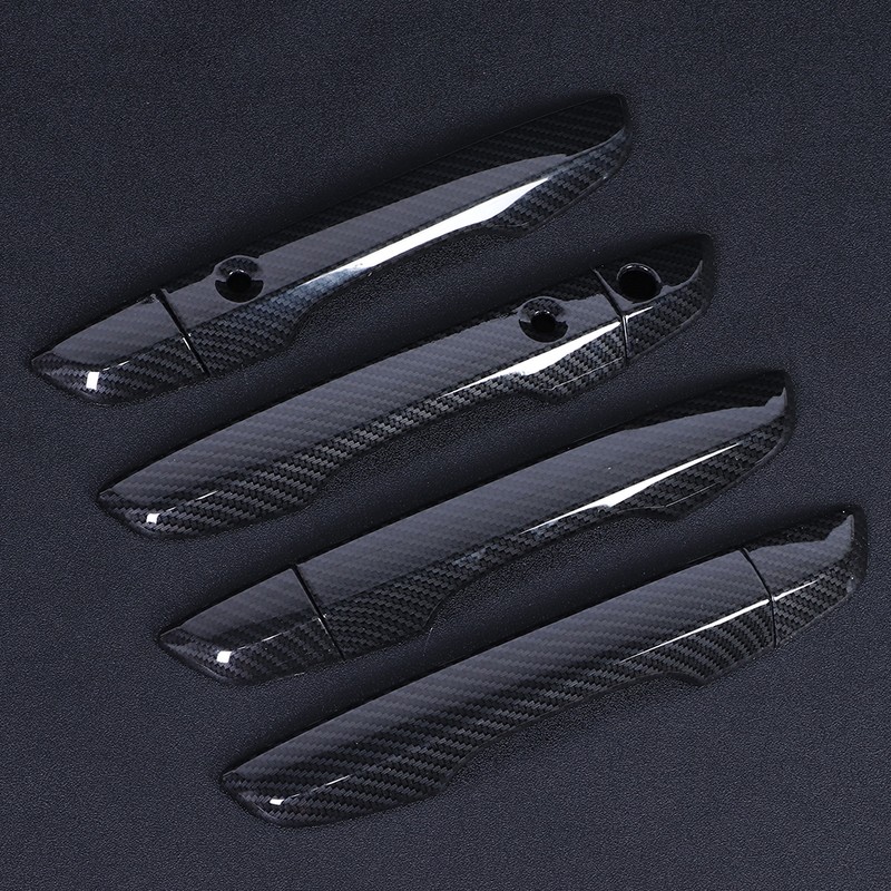 8pcs Smart Exterior Door Handle Cover Trim Carbon Fiber Style