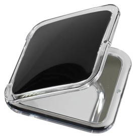MIRRORVANA - Espejo de aumento pequeño compacto de 15 veces para viajes, de mano, plegable y ligero, mini espejo ampliado de tamaño de bolsillo para bolso, cuadrado de 3.3 x 3.3 pulgadas, negro