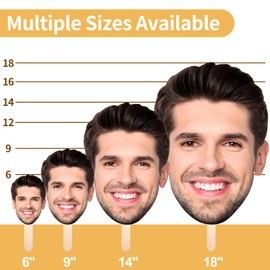 DP BOUTIQUE Custom Big Head Cardboard Cutout, Head Cutouts on a Stick, Graduation, Party Decor, Upload Photo & Choose Sizes, 6 to 18 inch 1Pc, Coroplast Standee for Funny Party Props, Photo Booth