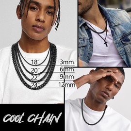 Black Cuban Link Chain Necklace Women Choker Men Curb Chain for Jewelry Making Statement Black Necklace