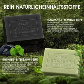 Detox-Seife für die Achseln, Enthält Grüntee und Aktivkohleseife, zur Geruchsbeseitigung, Peeling, Feuchtigkeitsspendend, Seifenstück für Beine, Knie, Füße, Hände und den ganzen Körper,280 g