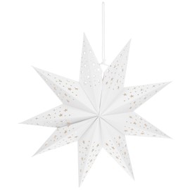 Lurrose 45CM Hollow Out Paper Lantern Cover Stars Shaped Illuminated Paper Folding Style Festival Lantern Cover Party Lantern Cover (White)