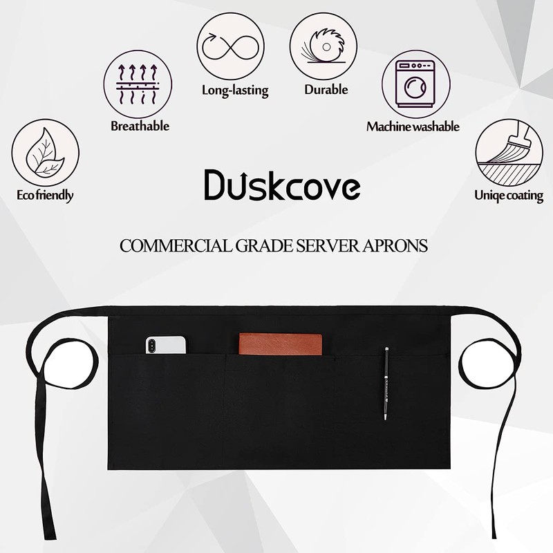 DUSKCOVE 12 Pack Server Aprons with 3 Pockets - Waitress