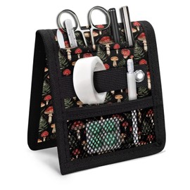 PCSJRKG - Bolsa organizadora de enfermería impresa con hongos para hospital, organizador de bolsillo con múltiples bolsillos, bolsa organizadora de enfermería para médicos, color negro, ZYC-CZB53-6-5