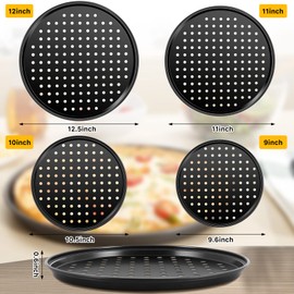 Vruomi 4Pcs Pizza Pan with Holes,Non-Stick Pizza Pan,Perforated Pizza Tray,Round Pizza Pans,Pizza Baking Pan for Home 9 Inch,10 Inch,11 Inch,12 Inch