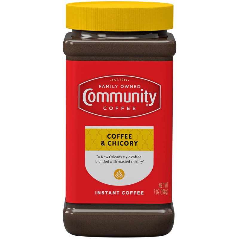 Community Coffee Coffee and Chicory Instant Coffee, Medium Dark Roast,