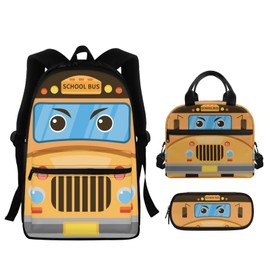 Hudotybom School Bus Backpack for School Boys 10-12 Book Bags for Kids with Lunchbox High Capacity Schoolbag Daypack for Kindergarten Elementary School