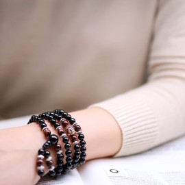 Coai Gift Ideas Lucky Chain Bracelet Made of Onyx and Tiger's Eye with Buddha Head for Men and Women, Alloy