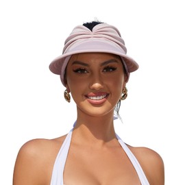 Womens Sun Visor Hat Wide Brim Summer Sun Hats UPF 50+ UV Protection Beach Hats Foldable Golf Visor for Women Pink